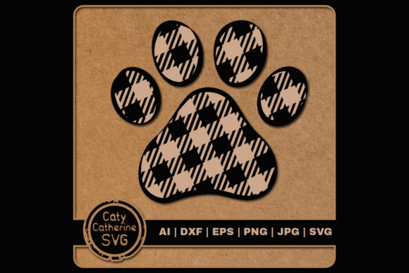 Buffalo Plaid Pattern Dog Paw Print