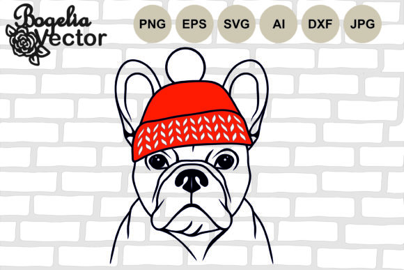 Christmas French Bulldog with Hat