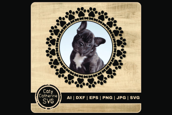Circle Dog Photo Frame Paws Dog Bone