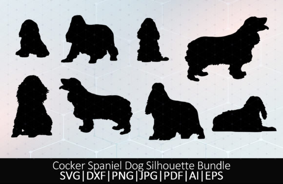 Cocker Spaniel Dog Silhouette Bundle
