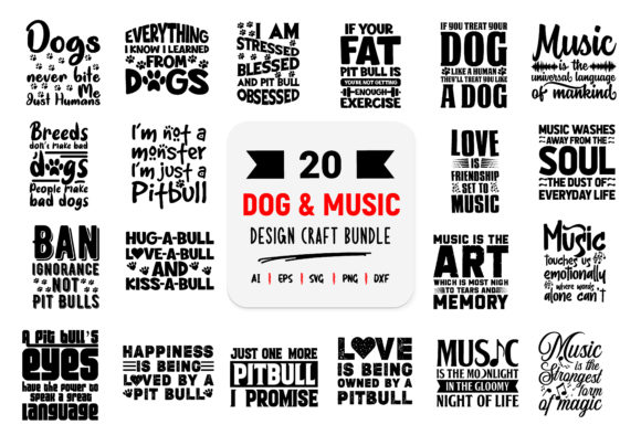 Dog Music SVG Craft Bundle Vol- 01