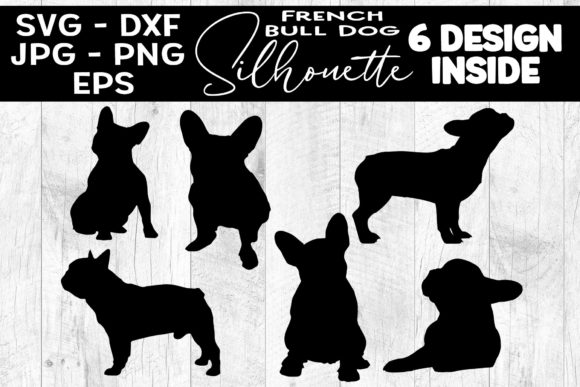 French Bull Dog Silhouettes Frenchie SVG