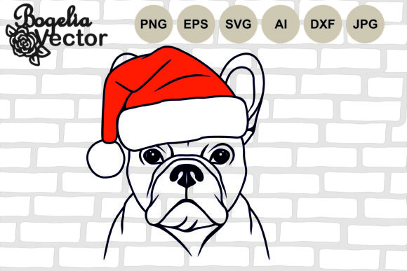 French Bulldog Santa Hat Christmas