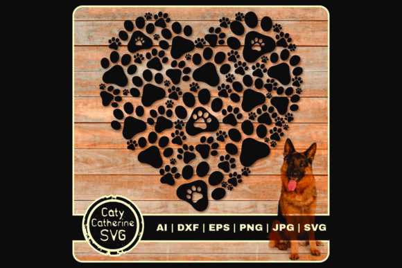 Love Heart Dog Paw Print Collage