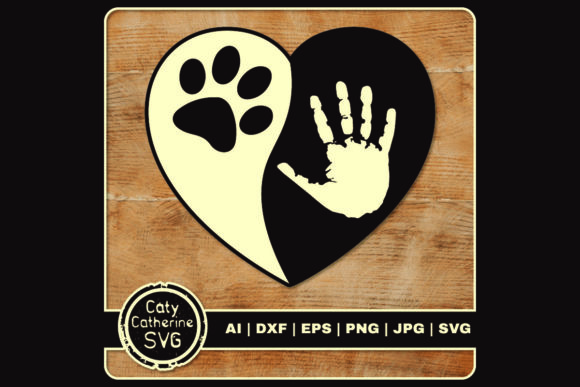 Love Heart Hand Pet Dog Paw Print