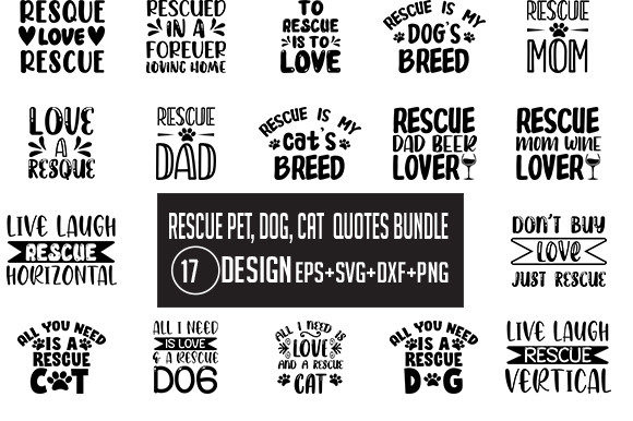 Rescue Pet, Dog, Cat SVG Bundle