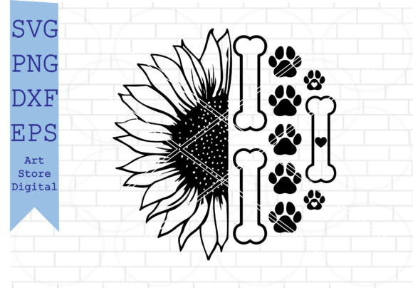 Sunflower Dog Paw SVG